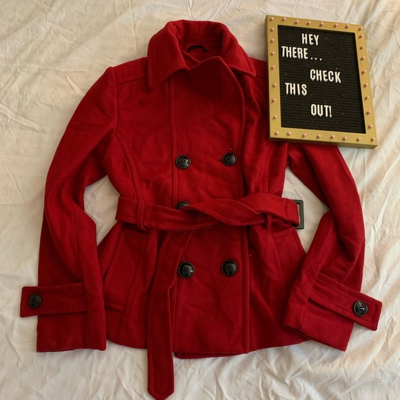 Giacca Button Down Dark Red Pea coat - Picture 1 of 10